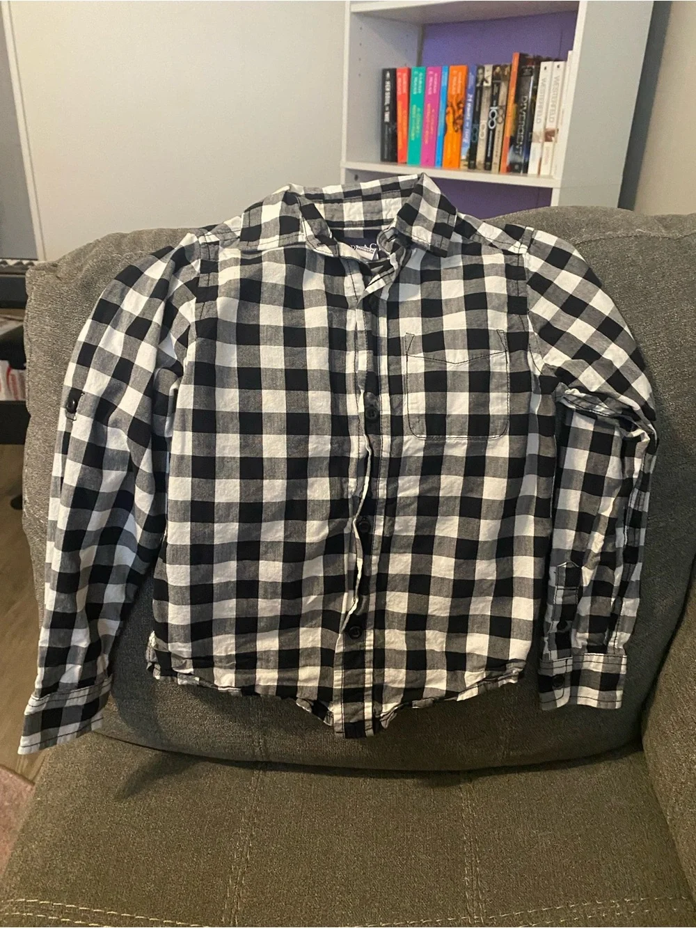 Kid’s Black & White Check Flannel Jacket Shirt